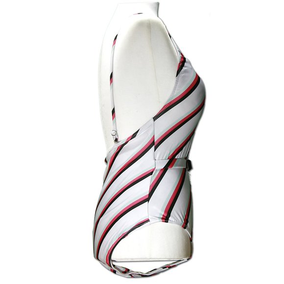 Seductive Stripes Over-Shoulder One Piece Swimsuit - Picture 2 of 3